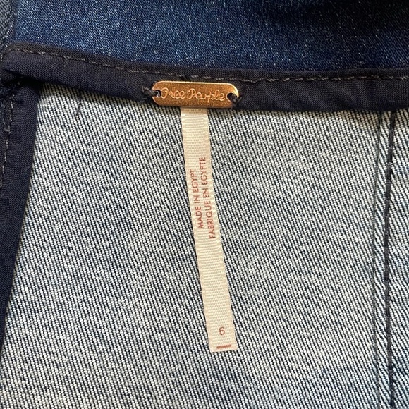 Free People Two Tone black panel denim jean mini Skirt Stretchy Tight sz 6 - Picture 12 of 13